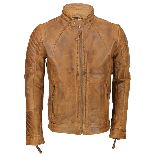 BRAUNE BIKER-LEDERJACKE FÜR HERREN