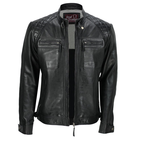 SCHWARZE BIKER-LEDERJACKE