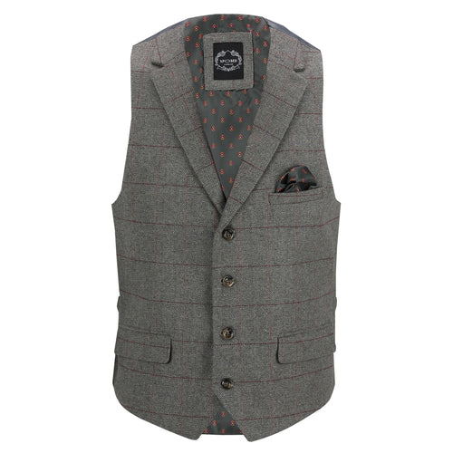 KANO - GILET TWEED CARREAUX CHEVRONS GRIS