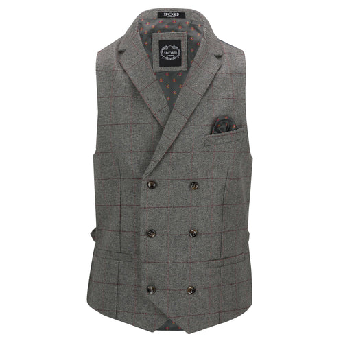 KANO – GILET DOUBLE BOUTONNAGE À CHEVRONS GRIS