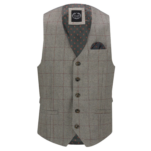 KANO - GILET À CARREAUX EN TWEED À CHEVRONS