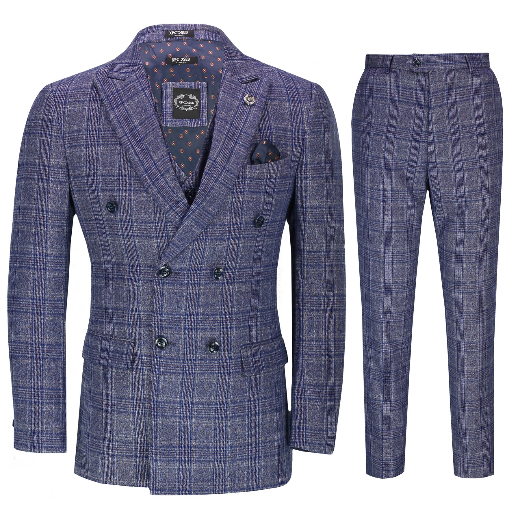 OTIS - TWEED NAVY DOUBLE BREASTED CHECK SUIT – XPOSED