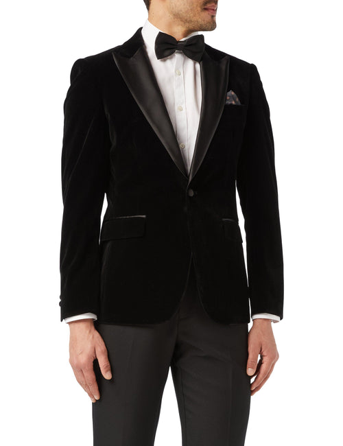 DINNER TIM - Veste de smoking noire en velours doux