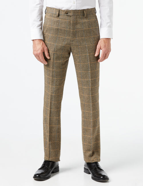 Pantalon de costume en tweed marron - X3309-2