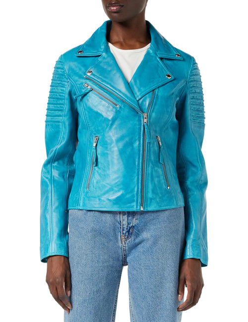 Damen Retro Biker Frozen Blue