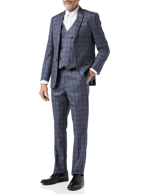 HECTOR - Grey Windowpane Check Suit