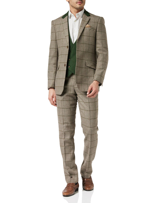 EVAN – GREY HERRINGBONE TWEED CHECK