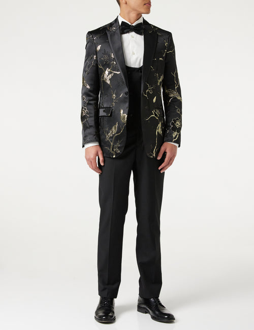 TUXEDO BLACK GOLD FLORAL BLAZER