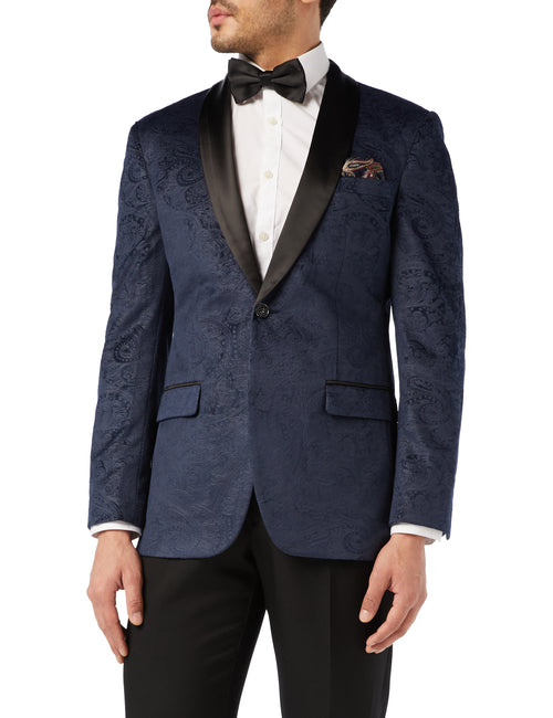 RONY – MARINEBLAUER PAISLEY-BLAZER AUS SAMT