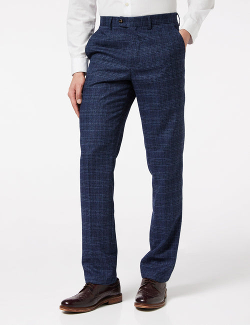 Abel - Pantalon de costume habillé bleu marine en tweed coupe ajustée