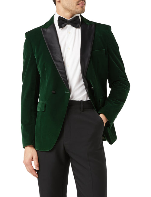 WILLS - Veste de soirée en velours doux vert 