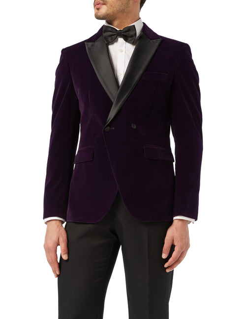 WILLS - Veste de soirée en velours doux violet 