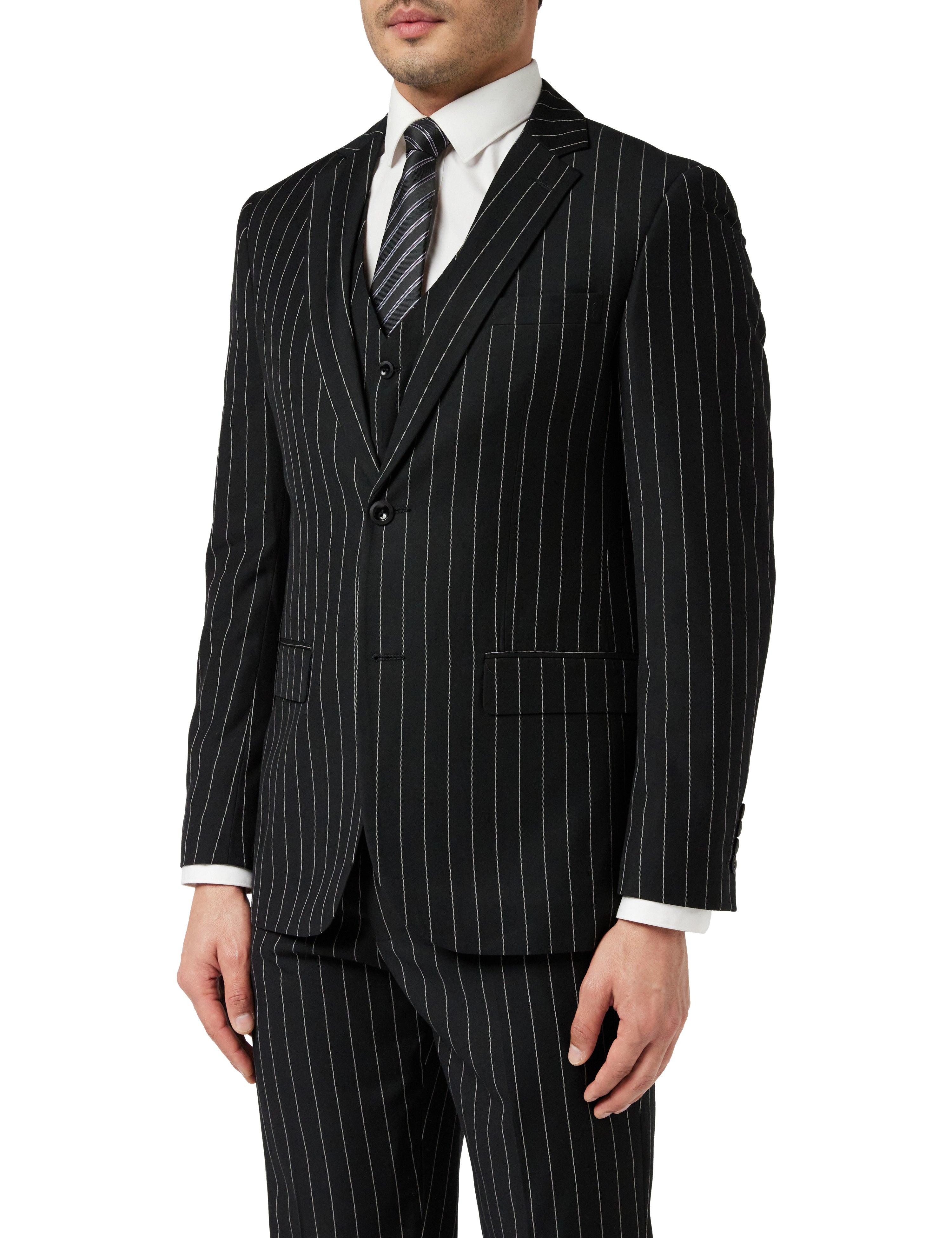 Classic Black & White Pinstripe Suit – XPOSED