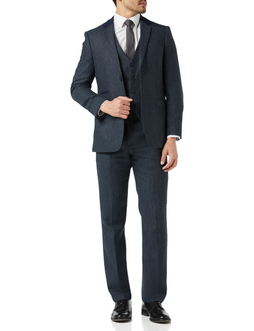 NAVY HERRINGBONE TWEED SUIT