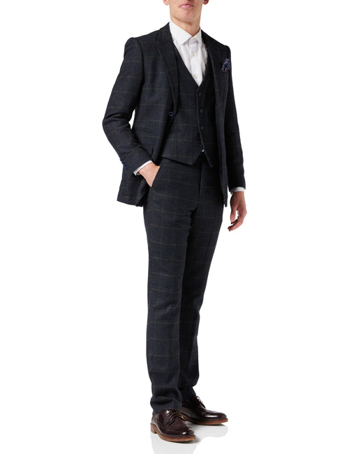 Tweed Navy Check Suit