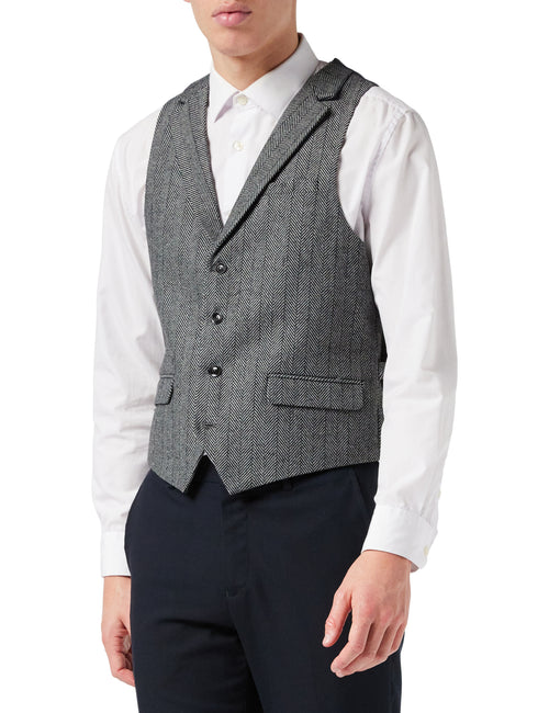 TYLER HERRINGBONE TWEED GREY WAISTCOAT