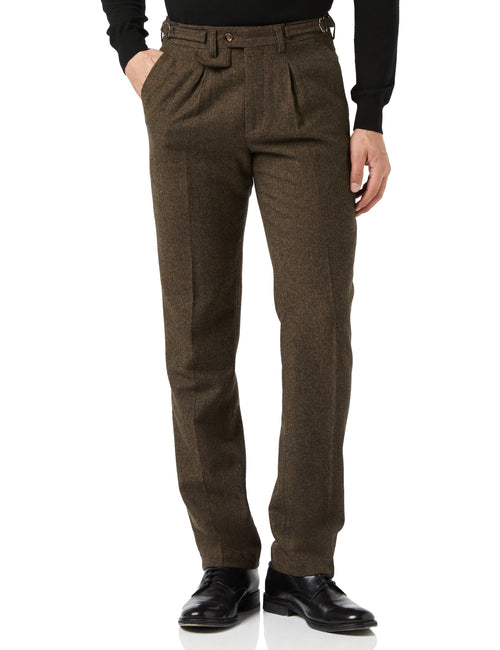 Jax - Pantalon en tweed à chevrons marron pour homme