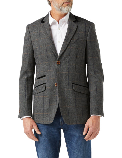 ELTON - Blazer à carreaux en tweed noir