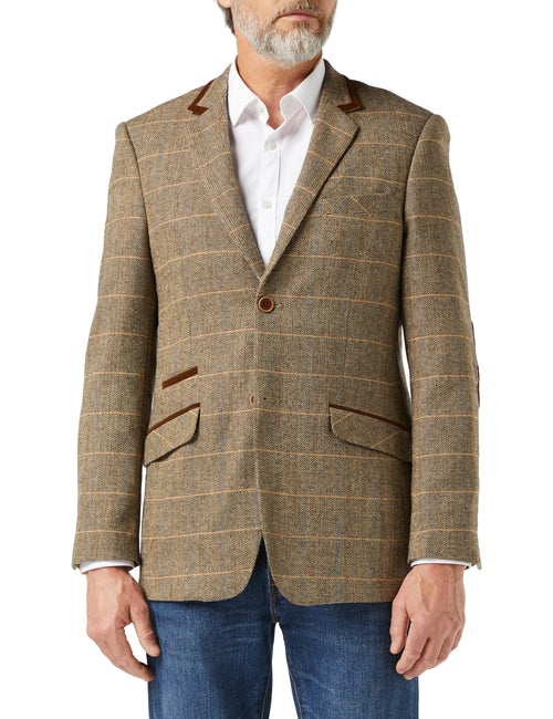 ELTON - BLAZER EN TWEED MARRON AVEC COL EN VELOURS