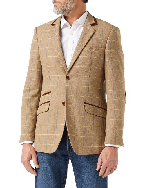 ELTON – Hellbrauner Tweed-Karoblazer