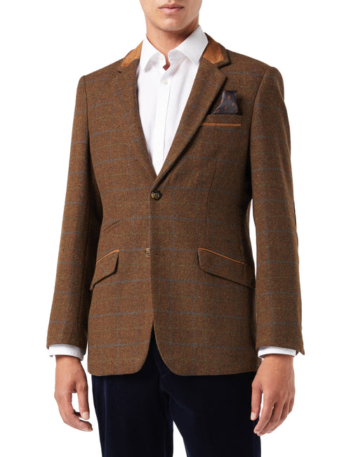 VITORI - VESTE À CARREAUX EN TWEED MARRON