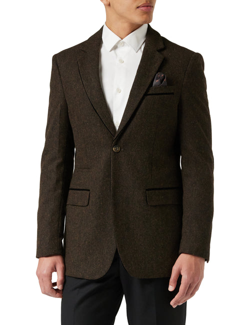 DANE - BLAZER EN TWEED MARRON FONCÉ