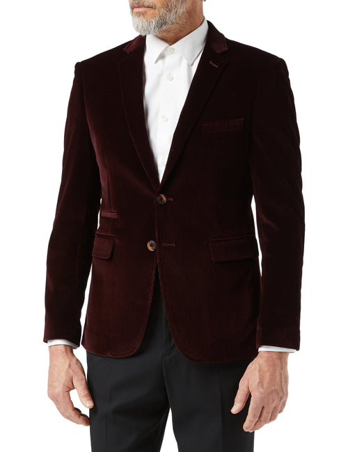 MATTHEW - Veste blazer bordeaux en velours côtelé 