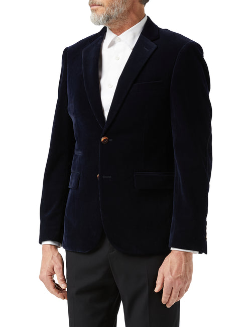 MATTHEW - Veste blazer bleu marine en velours côtelé 