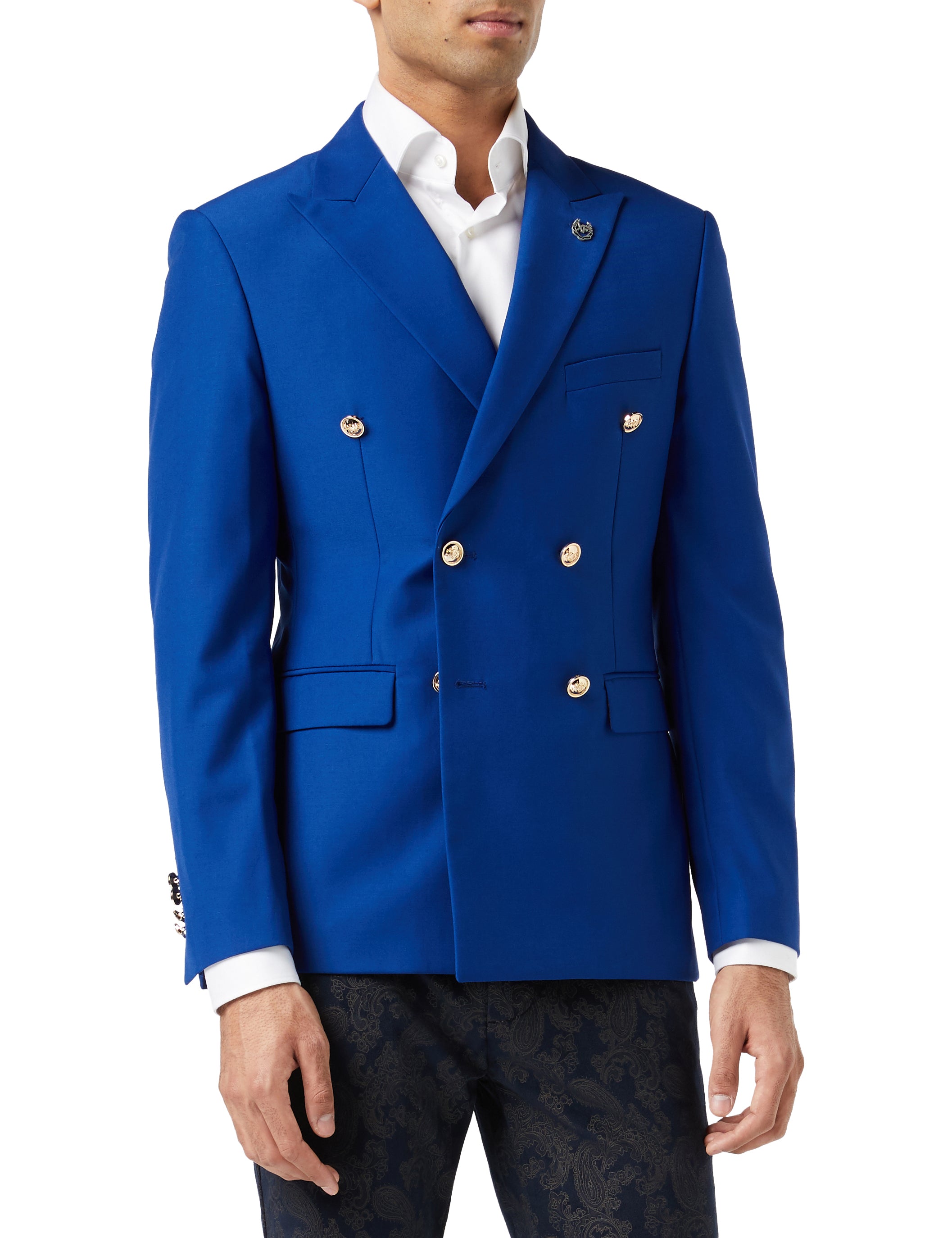 Double Breasted Men Blue Velvet Jacket Party Wear Blazer 