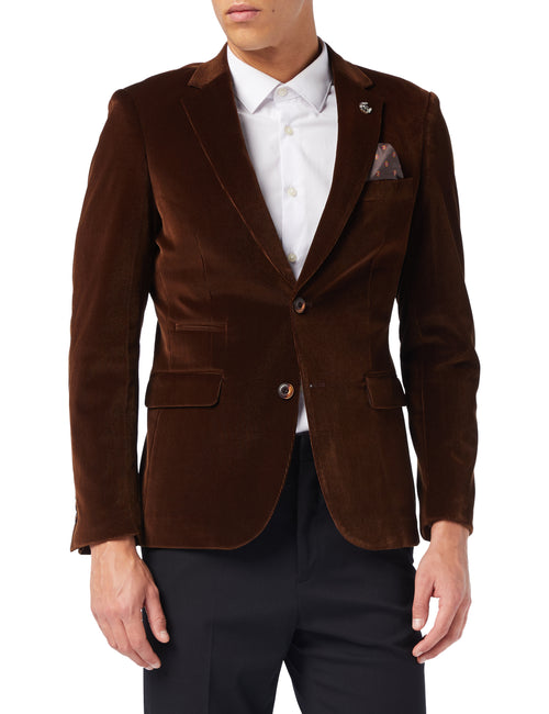 MATTHEW - Veste blazer marron en velours côtelé 