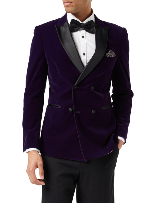 SMITH - Veste de soirée en velours doux violet