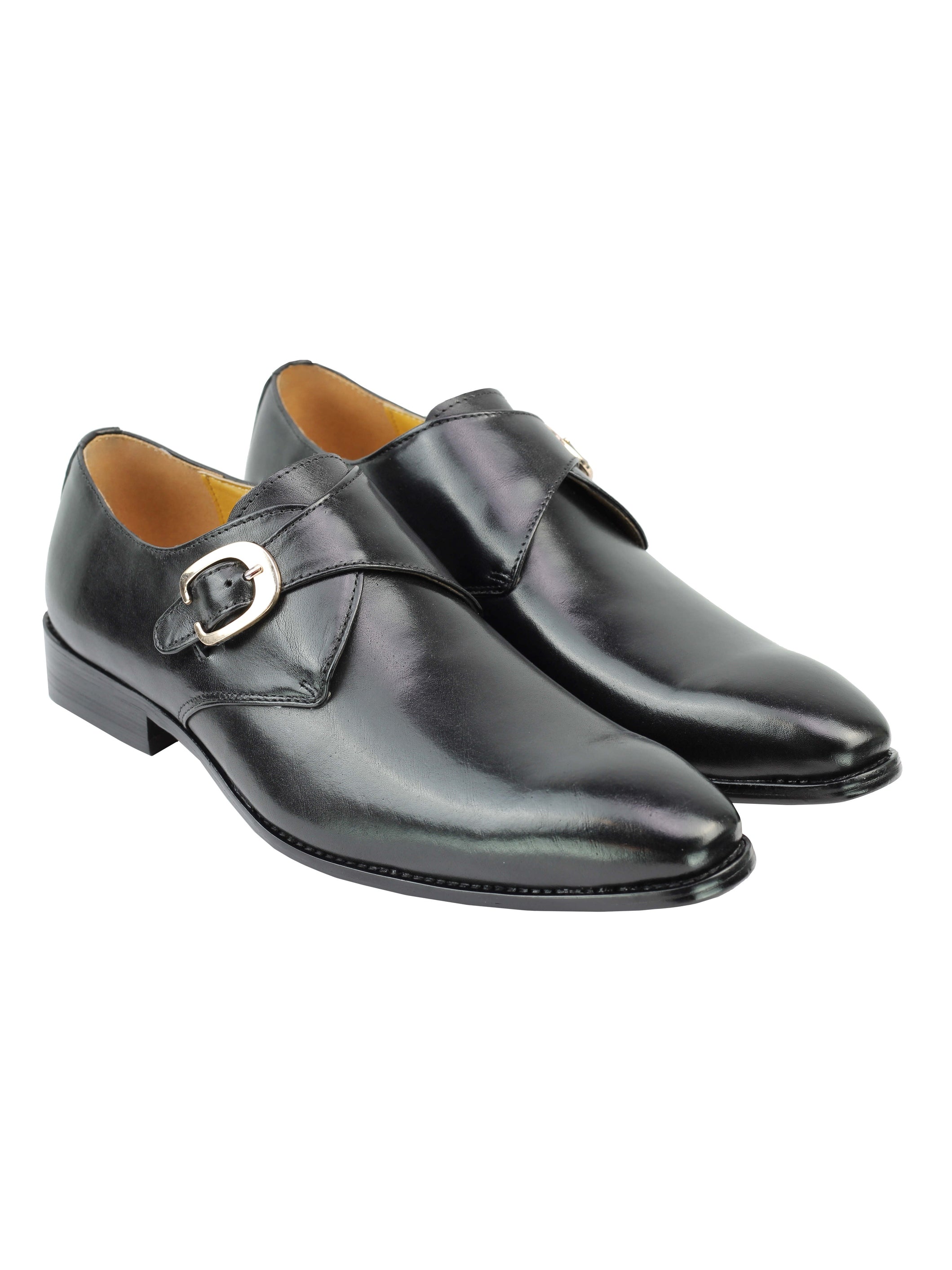 Black Monk Strap Real Leather Shoes