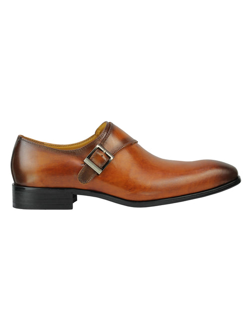 Real Leather Buckle Strap Slip Loafers