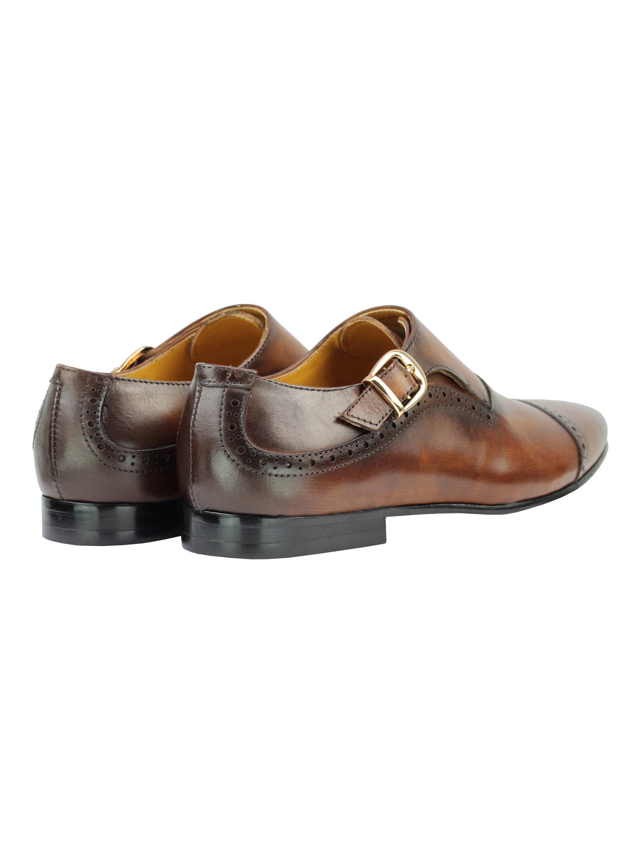 Real Leather Monk Strap Brown Loafer