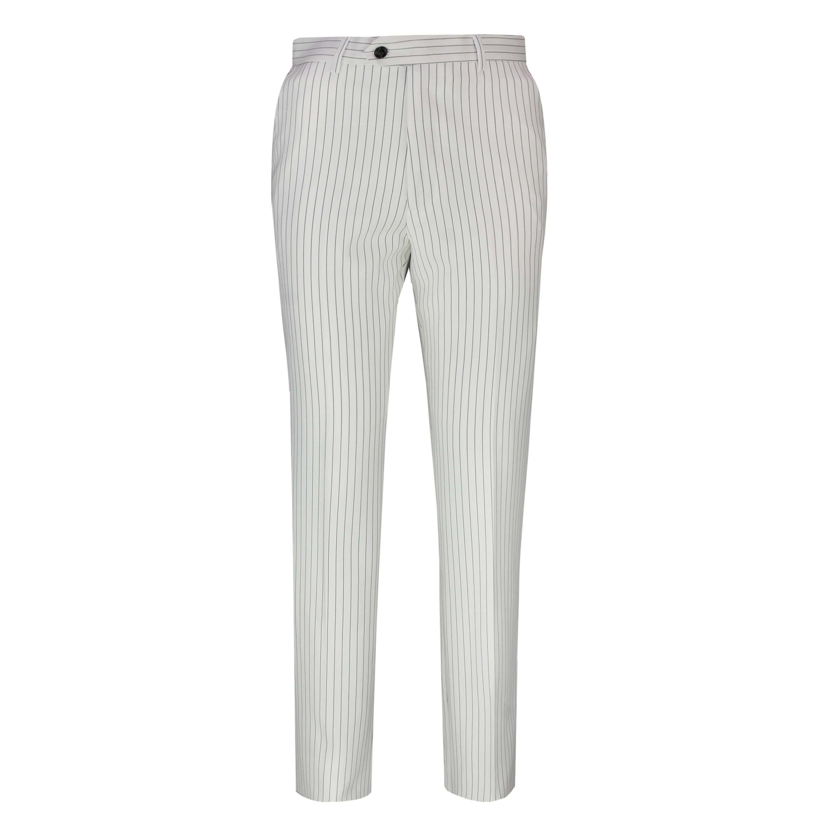 Dan - Mens Black Pinstripe Tailored Fit White Trousers – XPOSED