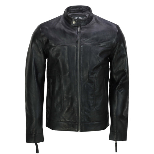 Schwarze Herren-Bikerjacke aus Leder