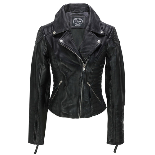 RETRO-BIKERJACKE FÜR DAMEN IN SCHWARZ