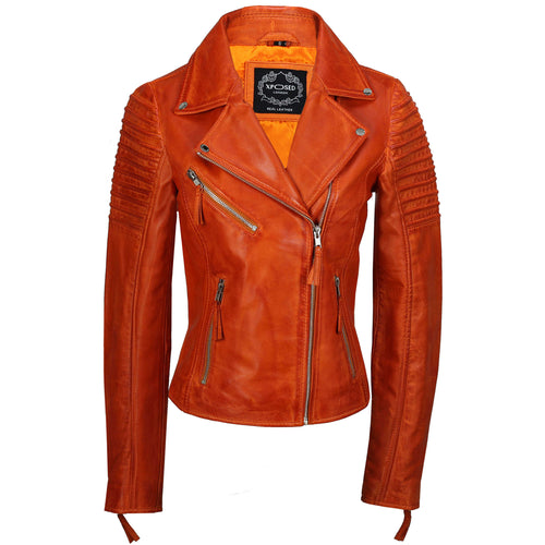 Damen Retro Biker Orange 