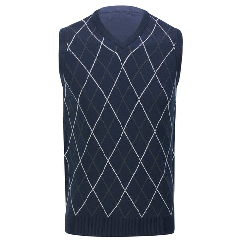 V1025 - Sleeveless Argyle Golf V Neck Navy Jumper Vest