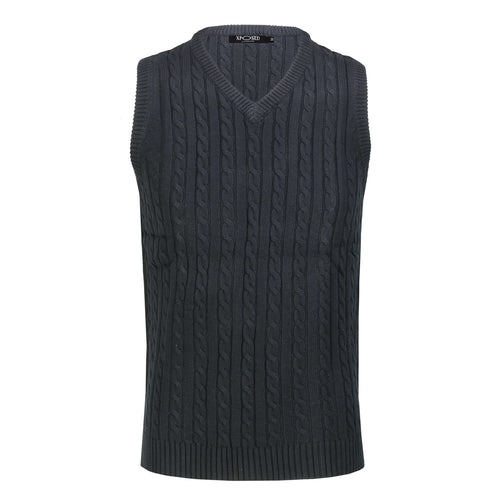 Mens Classic Knitted Sleeveless V Neck Navy Jumper