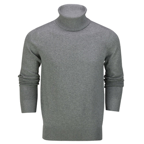 ROLL NECK JUMPER LIGHTWEIGHT STRETCH COTTON, LIGHT-GREY