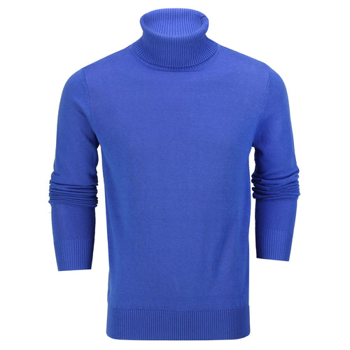 ROLL NECK JUMPER LIGHTWEIGHT STRETCH COTTON, ROYAL BLUE