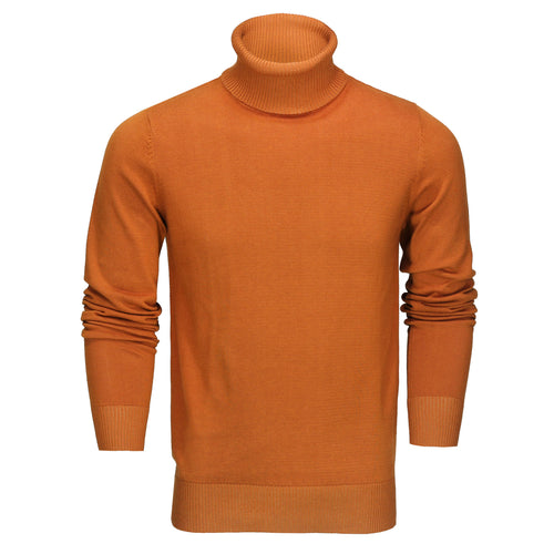 ROLL NECK JUMPER LIGHTWEIGHT STRETCH COTTON, MUSTARD