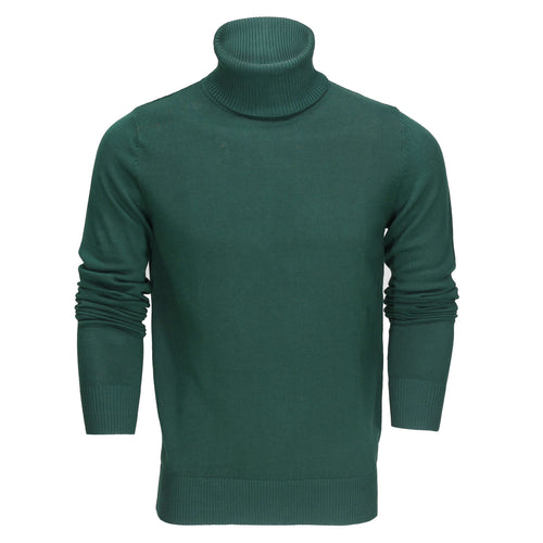 ROLL NECK JUMPER LIGHTWEIGHT STRETCH COTTON, GREEN