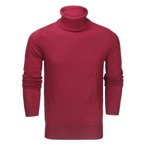 ROLL NECK JUMPER LIGHTWEIGHT STRETCH COTTON, MAROON