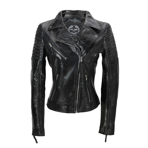 Damen Retro Biker Schwarz