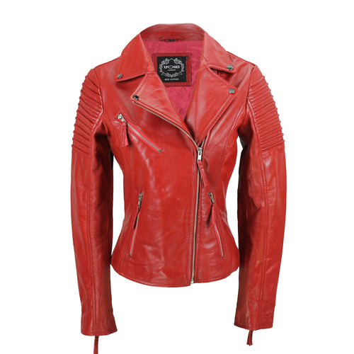 Damen Retro Biker Rot