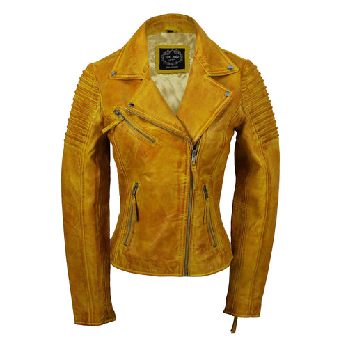 DAMEN RETRO BIKER GELB