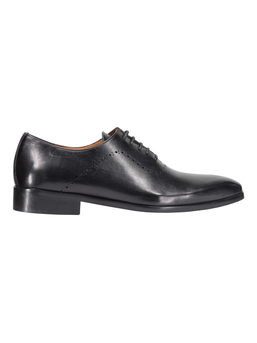 CHAUSSURES BROGUE EN CUIR DE VEAU NOIR À LACETS OXFORD