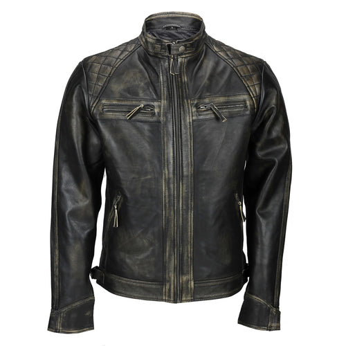 GESTEPPTE BIKER-LEDERJACKE